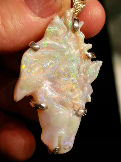 Peters Story Part 18 - horse head carved from Grasshopper opal