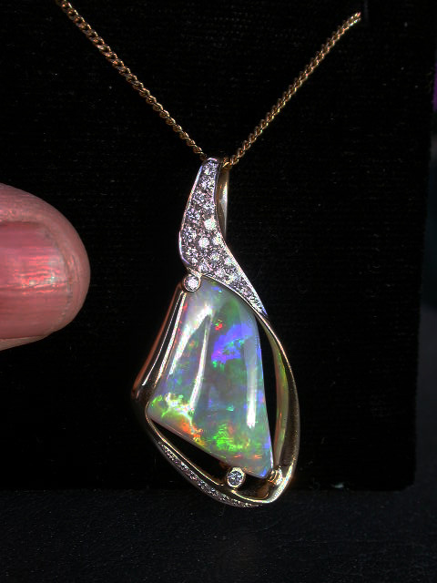 Peters Story Part 19 - Front of gem opal pendant (double sided) found at the Metaphysical claim