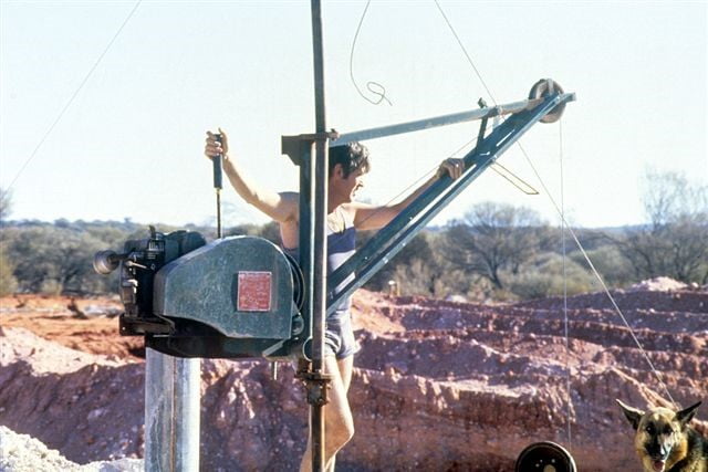 Peter working winch at grasshopper claim