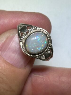 Light Opal Silver Set Rings