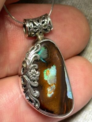 Boulder Opal Silver Set Pendants