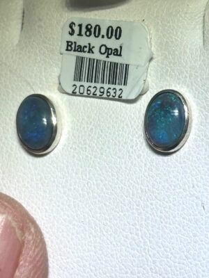 Black Opal Silver Set Earrings